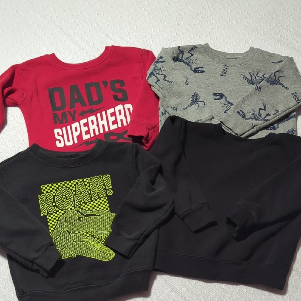 Kids Graphic Sweatshirt Set - Red, Gray, Black